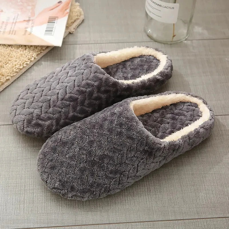 Fluffy Home Slippers Warm Plush Indoor Shoes Non Slip Cozy Winter Slippers Women Men
