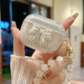 AirPods 1/2/3/4/Pro/Pro 2 Cute Glitter Bow Case with Fur Ball Keychain Protective Cover