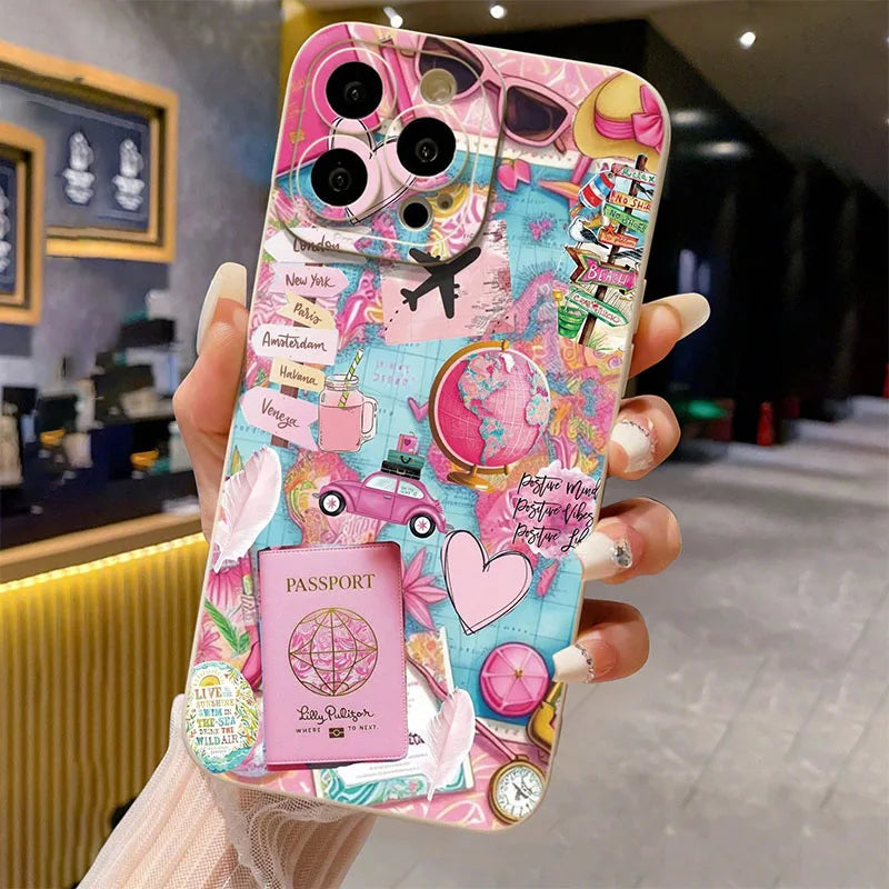 Travel Plane Printed Matte Anti-Drop iPhone Case