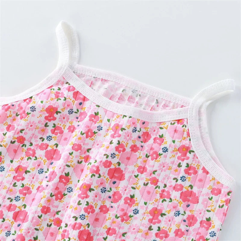 Girls Cotton Sleeveless Vest and Shorts Set Summer Thin Kids Loungewear