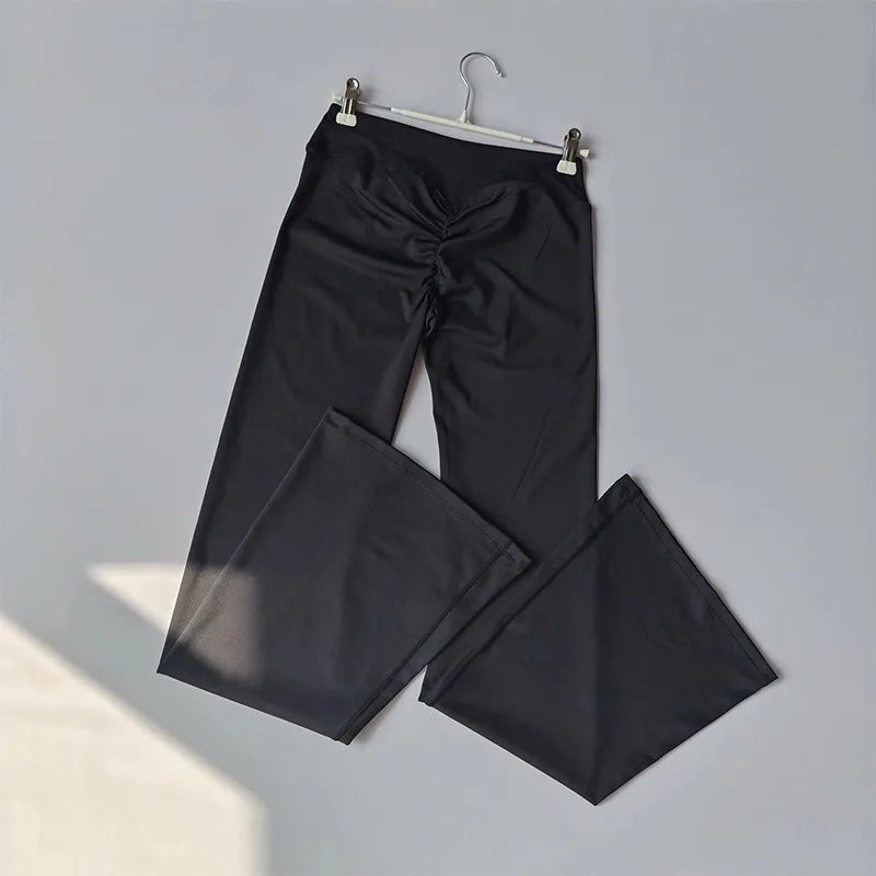 Women High Waist Flare Yoga Leggings V Cross Bell Bottom Pants