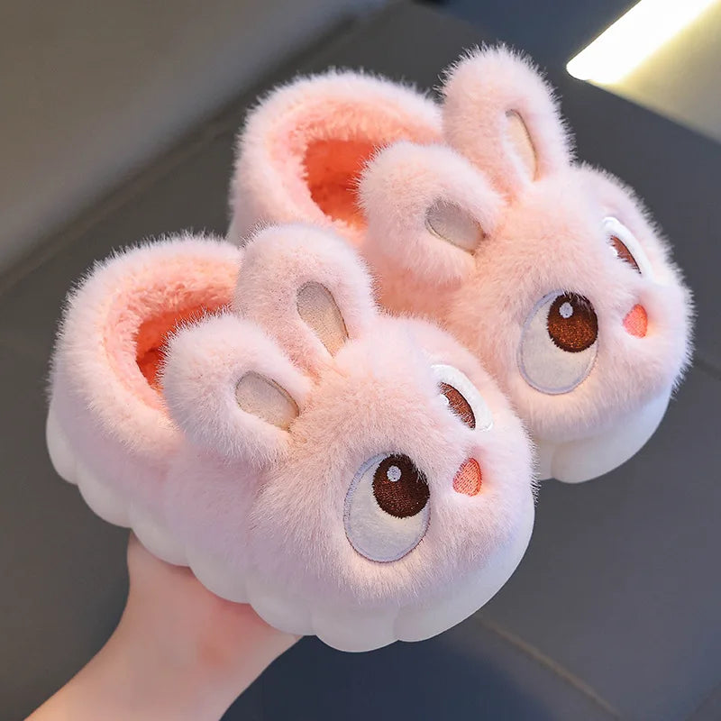 Kids Rabbit Plush Slippers Warm Anti Slip Winter Shoes