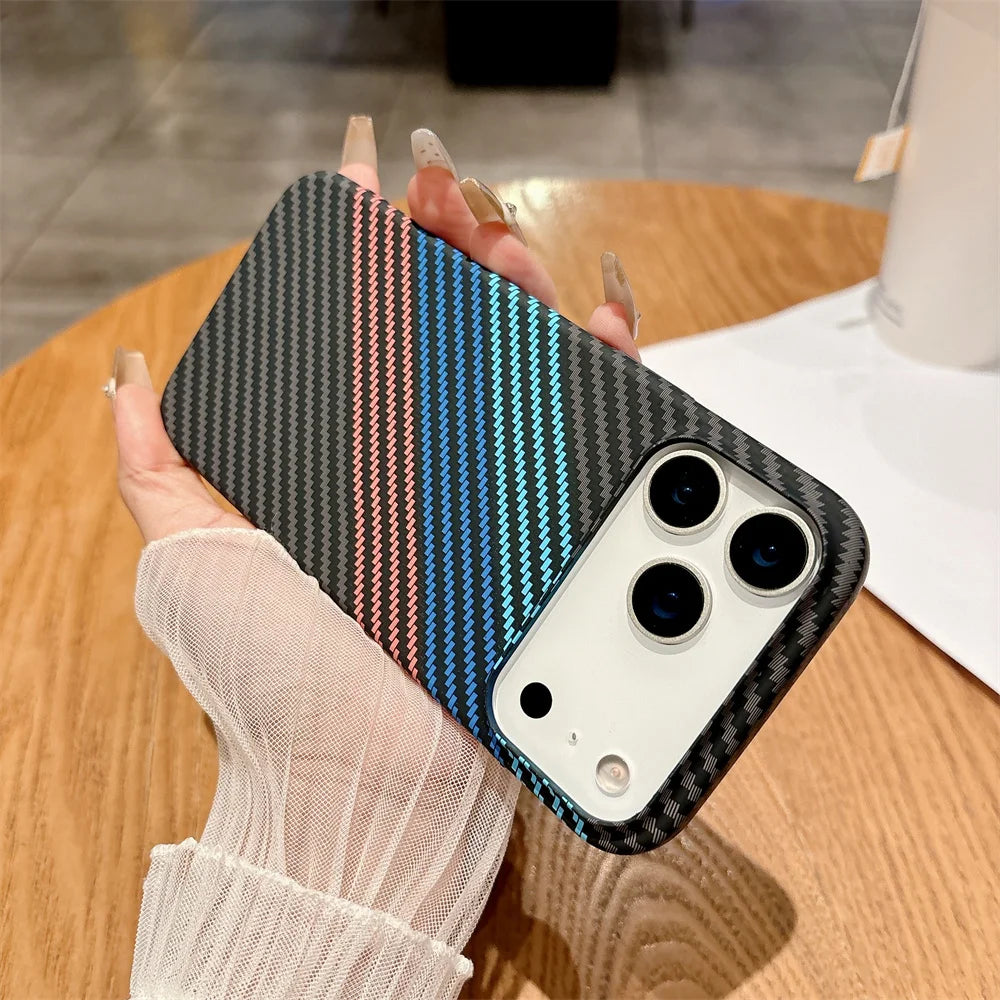 Colorful Carbon Fibre Magnetic Wireless Charge iPhone Case