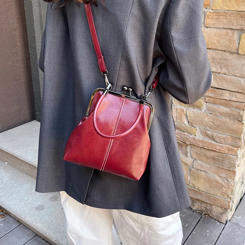 Women Vintage Brown PU Leather Shoulder Bag Designer Crossbody Handbag Shell Purse
