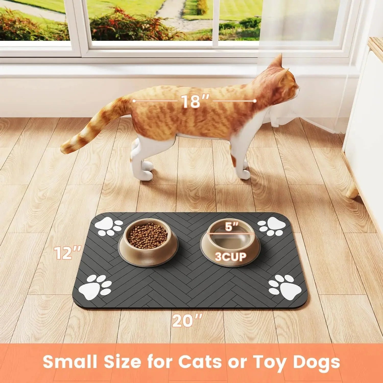 Pet Feeding Mat Waterproof Absorbent Dog Cat Food Mat Non-Slip Quick Dry Bowl Placemat