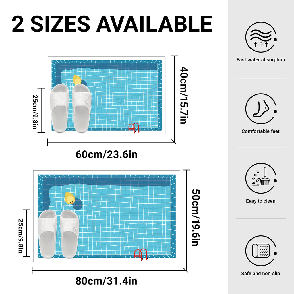 Rubber Anti Slip Bathroom Mat Quick Dry Water Absorbent Cartoon Floor Rug