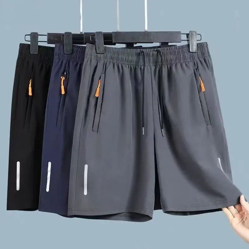Men Ice Silk Sports Shorts Quick Dry Breathable Gym Running Beach Casual Shorts