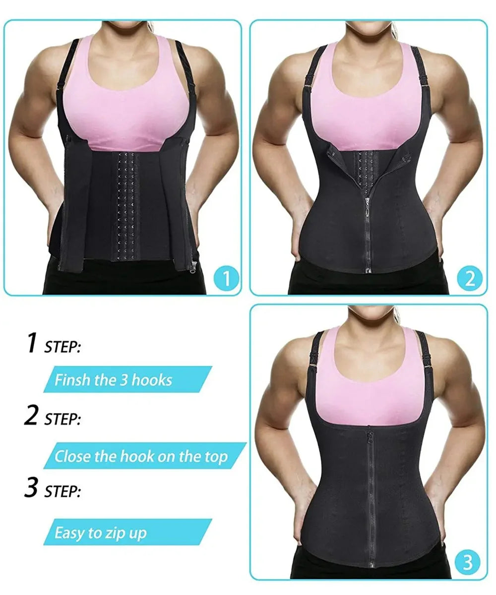 Women Waist Trainer Zipper Body Shaper Tank Top