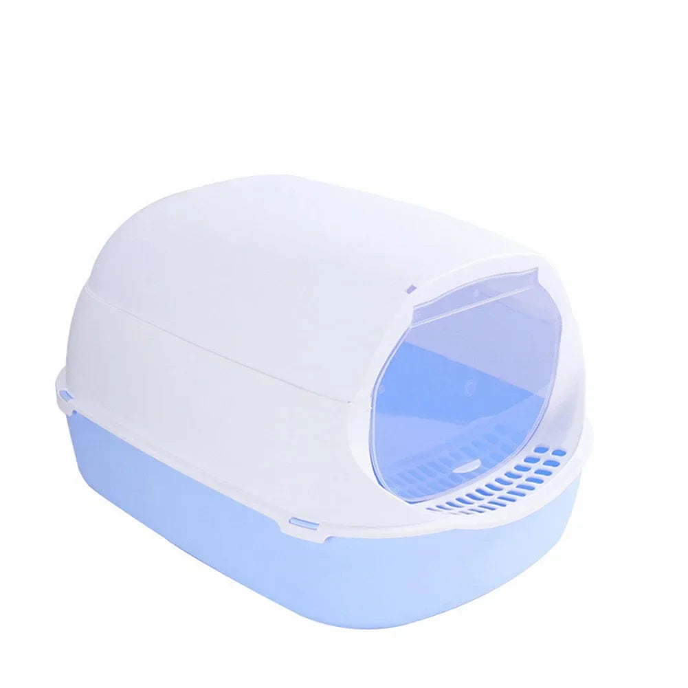 Semi Enclosed Cat Litter Box Splashproof Cat Toilet Tray
