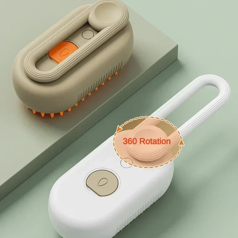 Pet Steam Brush with Spray – 3-in-1 Dog & Cat Grooming, Hair Removal & Massage Tool