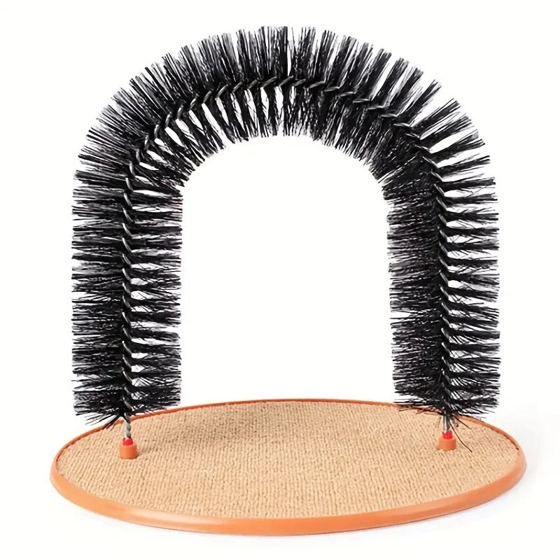 Cat Grooming Arch Self Groomer with Brush and Scratching Pad Toy