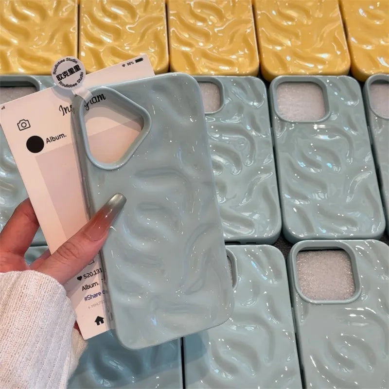 3D Wrinkle Wave Pattern Silicone iPhone Case
