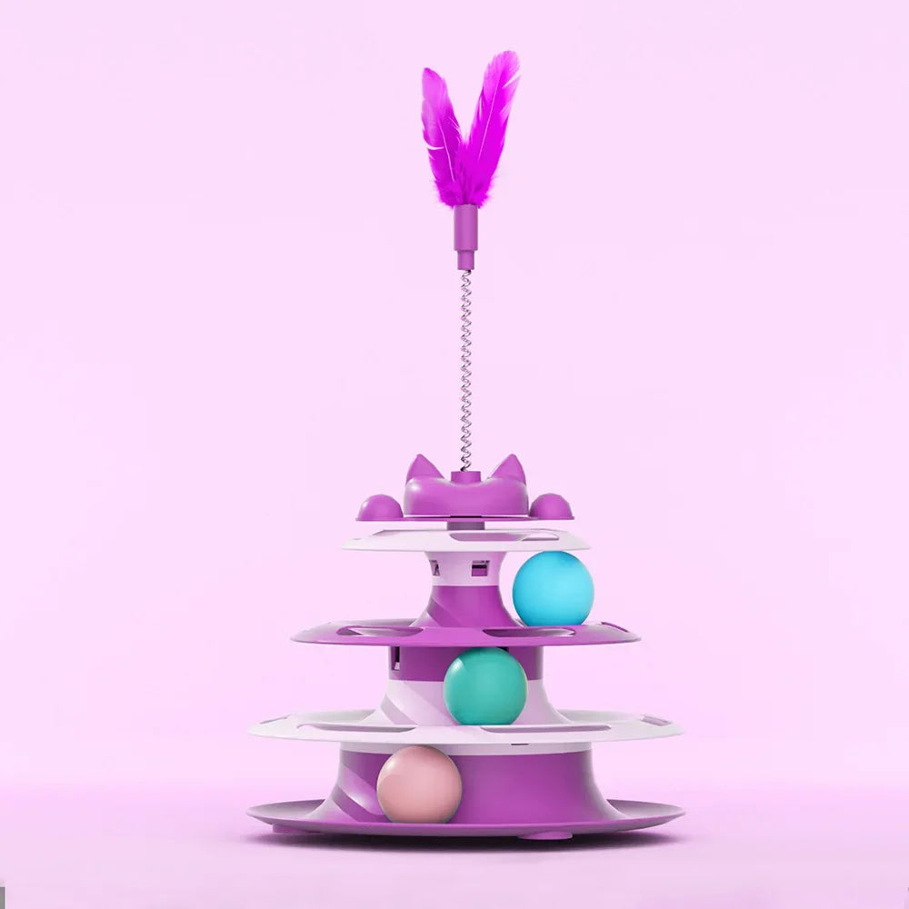 Interactive Cat Turntable Toy with Ball and Stick for Boredom Relief