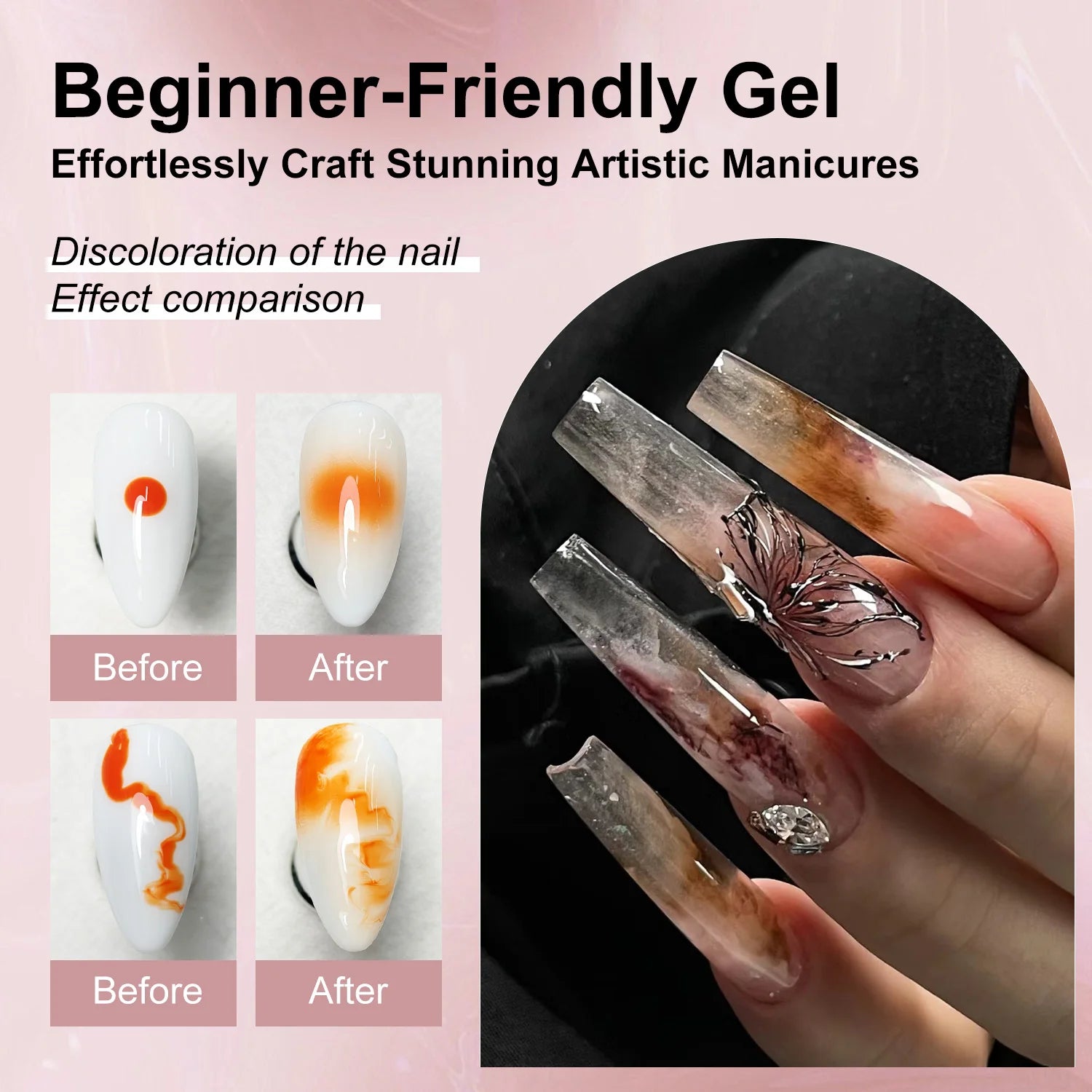 Blooming Gel Nail Polish – Marble Effect UV Gel for Creative Nail Art Designs