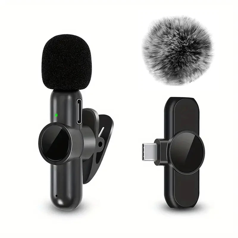 Wireless Lavalier Microphone Mini Clip On Mic for iPhone Android Audio Recording