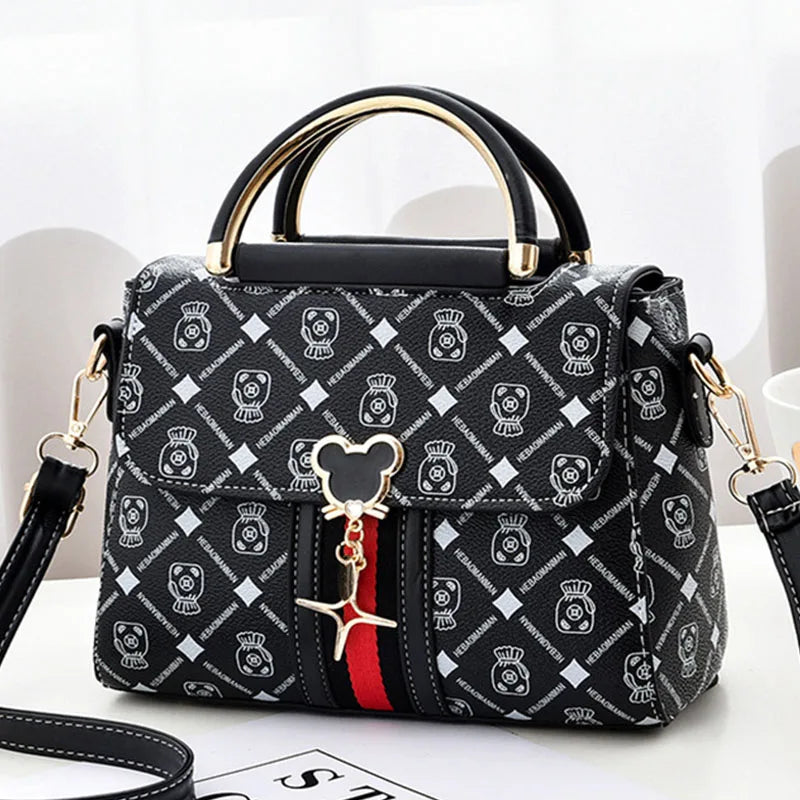 Women Shoulder Tote Bag Handbag Leather Monogram Printed Single Shoulder Bag
