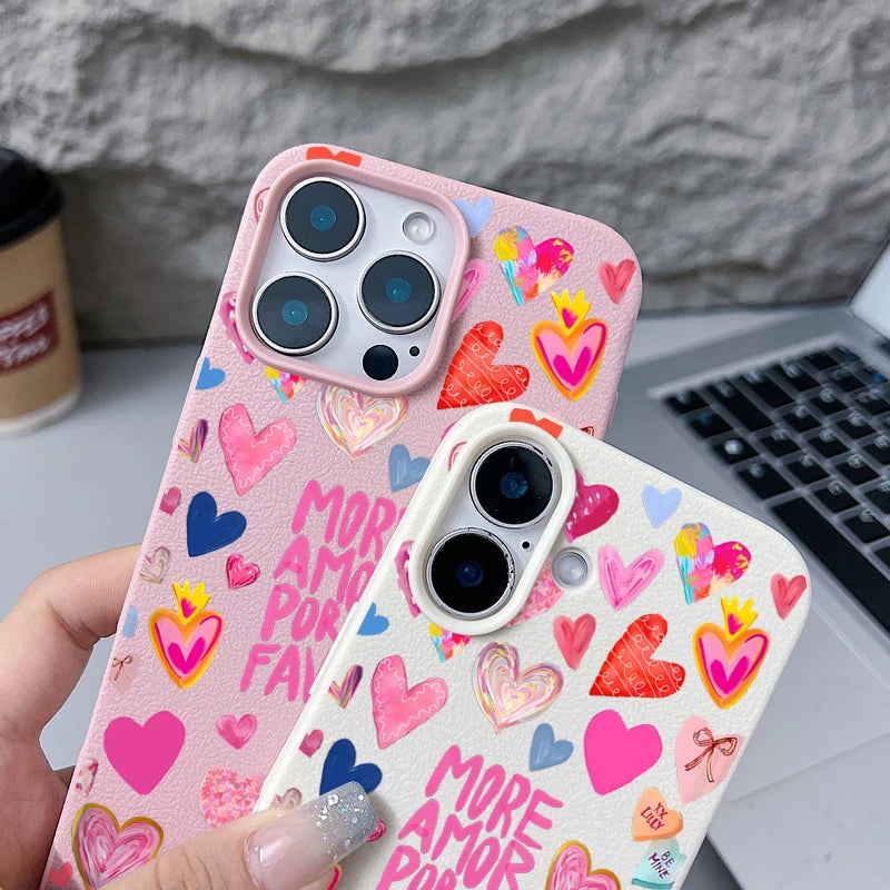Heart Print Soft iPhone Case