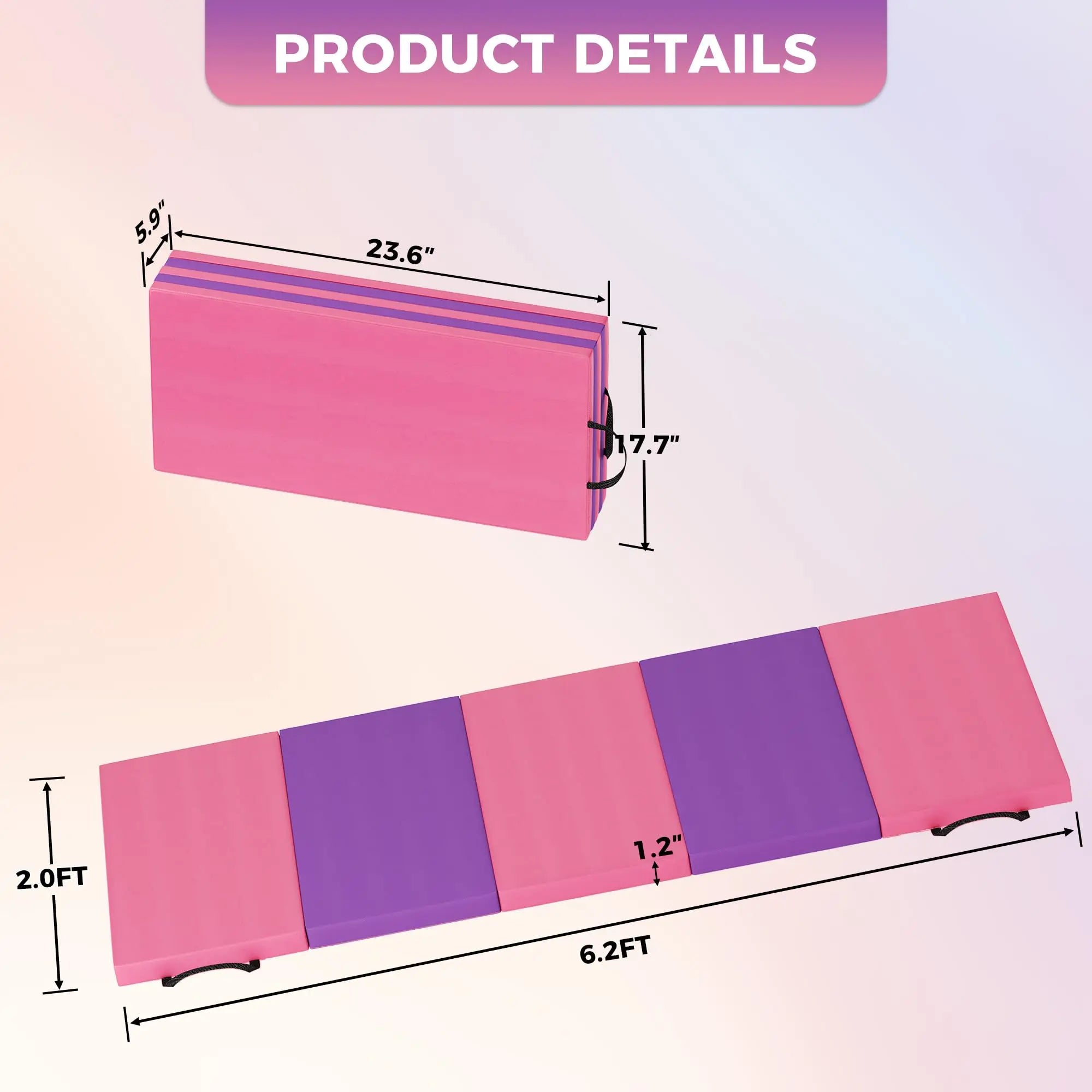 Foldable Gymnastics Exercise Mat Thick Portable Yoga Pilates Floor Pad