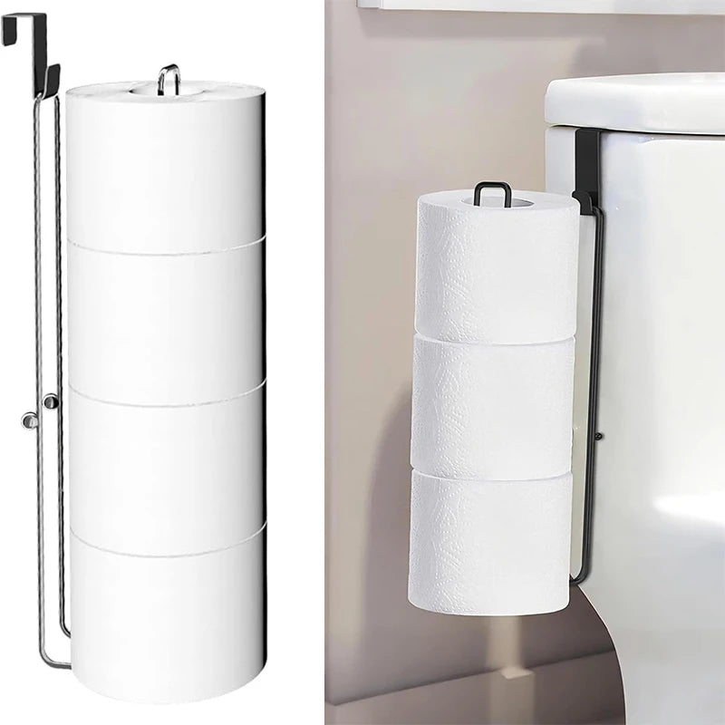 Toilet Paper Holder with Storage Over Tank Wall Mount Bathroom Organizer