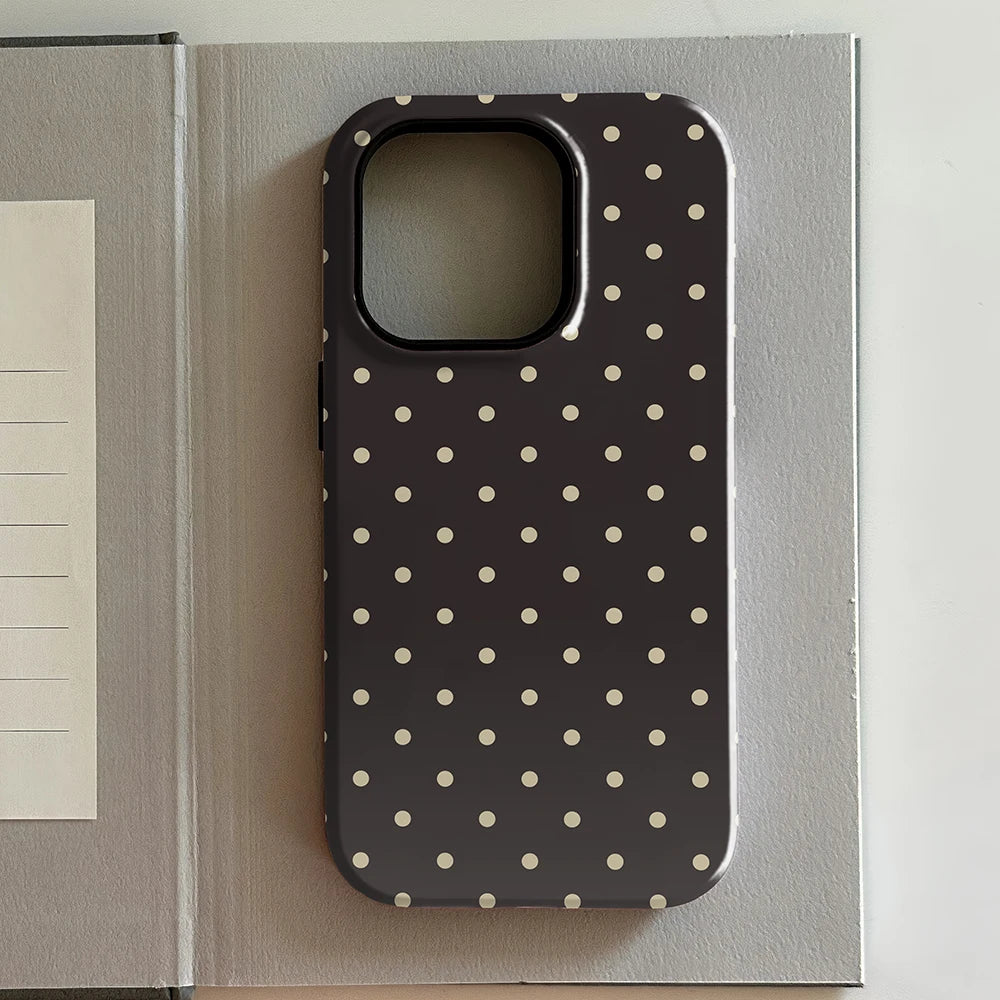 Brown Red Polka Dots Double Layer iPhone Case