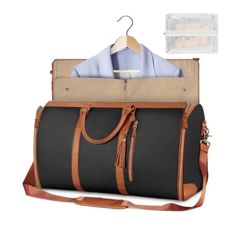Women Foldable PU Leather Travel Duffel Bag Carry On