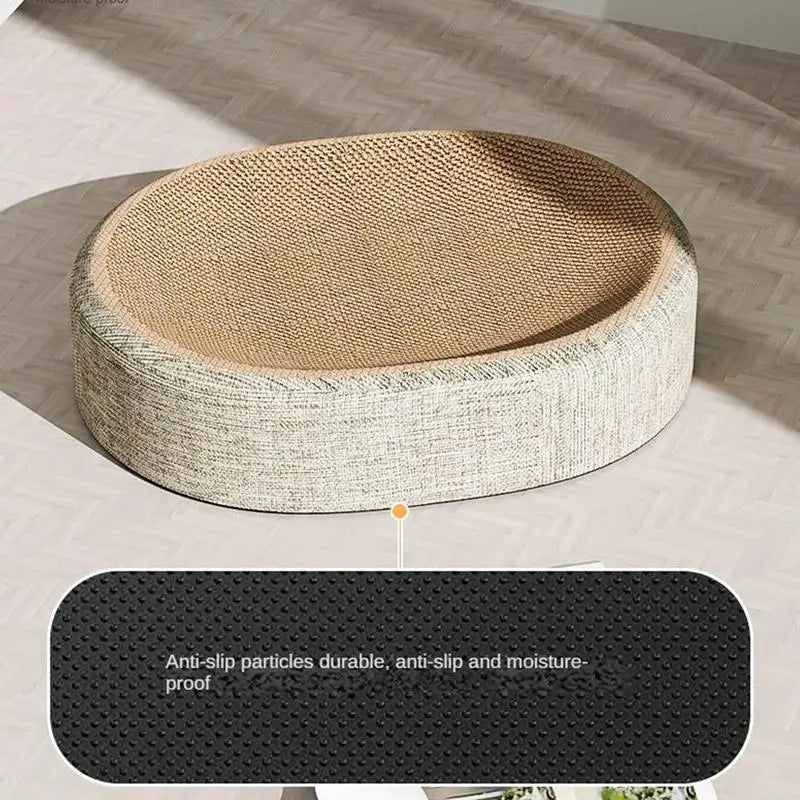 Oval Sisal Cat Scratching Pad Bed Multi Function Pet Sleeping Mat Rest Scratch Mat
