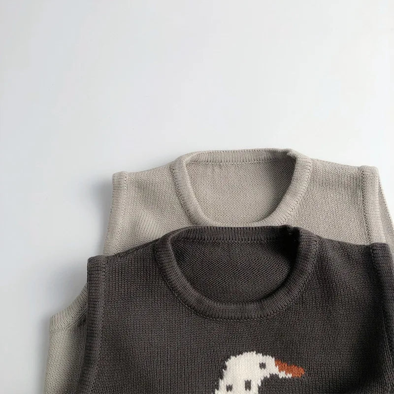 Kids Knitted Cotton Vest Cartoon Sleeveless Sweater for Boys & Girls