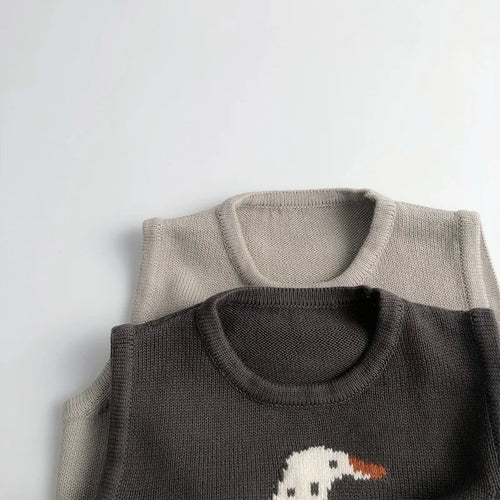 Kids Knitted Cotton Vest Cartoon Sleeveless Sweater for Boys & Girls