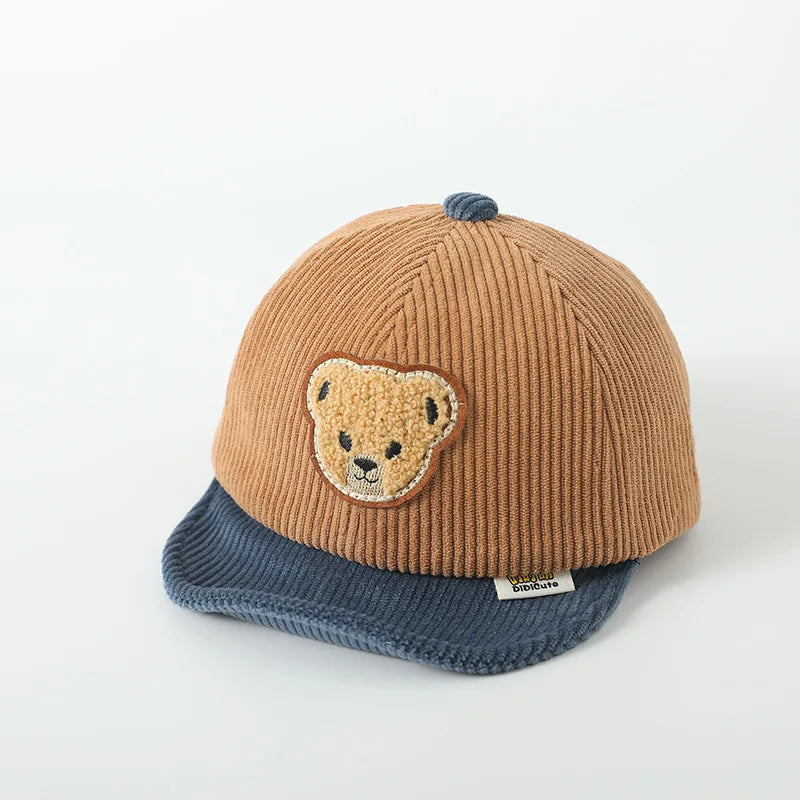 Corduroy Baby Bear Ear Hat Adjustable Toddler Baseball Cap