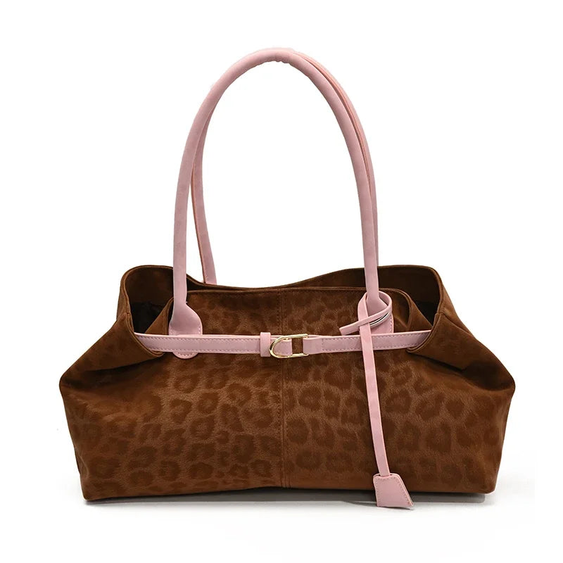 Leopard PU Leather Shoulder Bag Women Tote Handbag