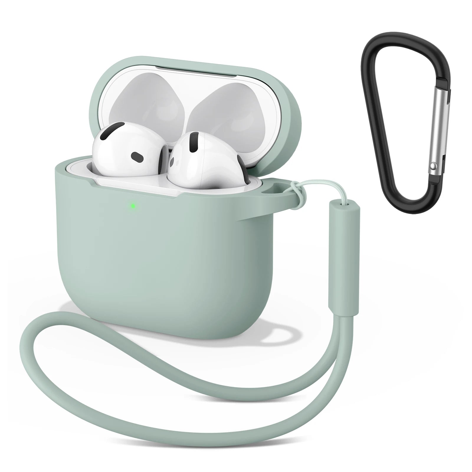 AirPods 4 Silicone Case with Strap & Carabiner Shockproof Protective Cover