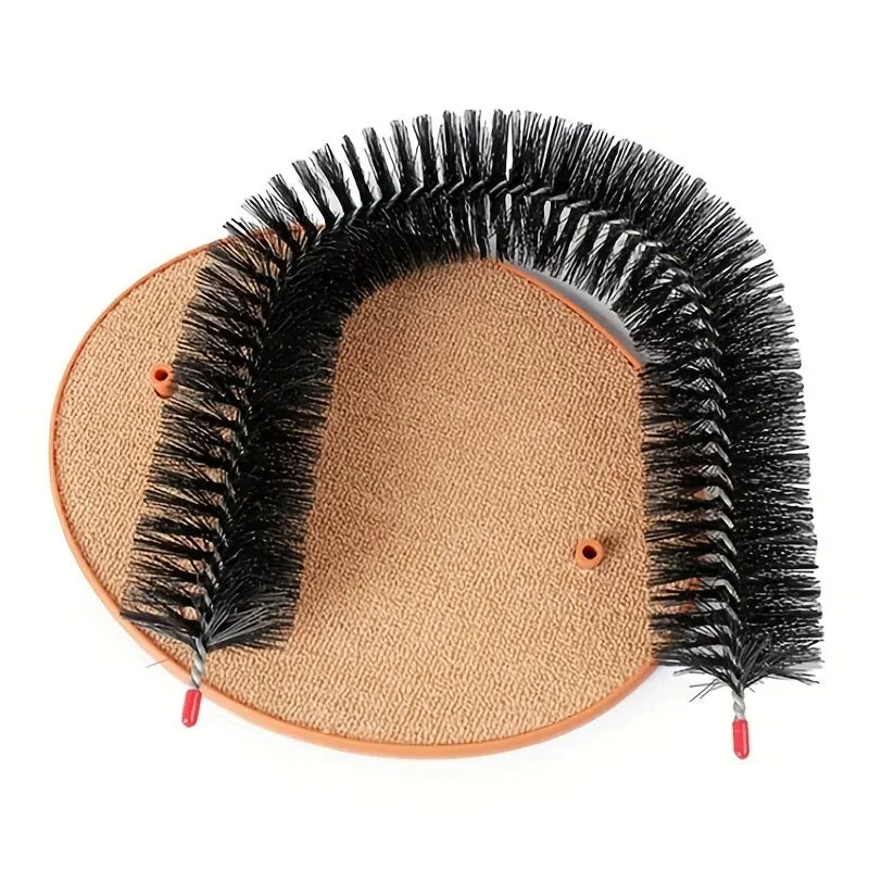 Cat Grooming Arch Self Groomer with Brush and Scratching Pad Toy