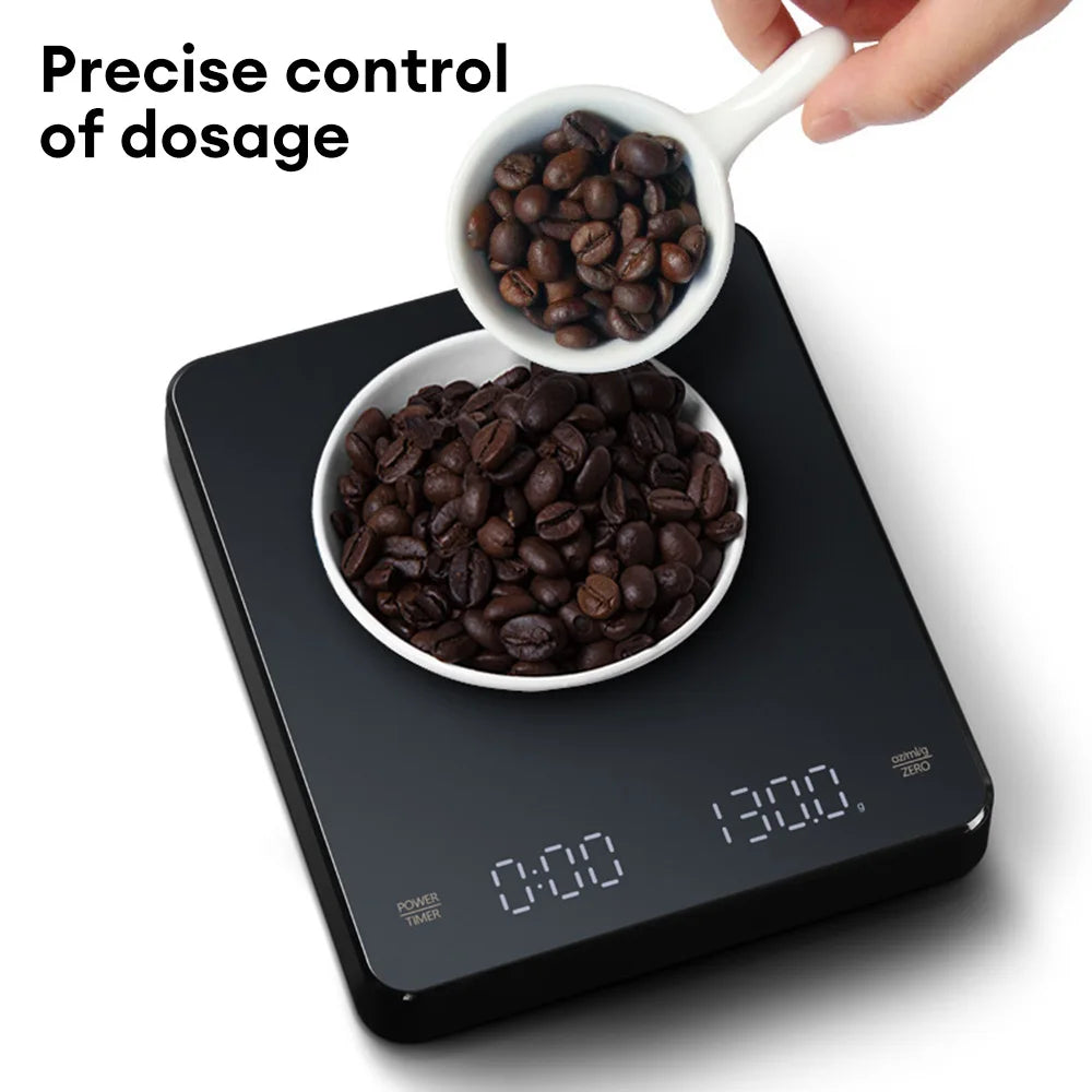 Digital Coffee Scale with Timer LED USB 3kg 0.1g High Precision Multi Unit