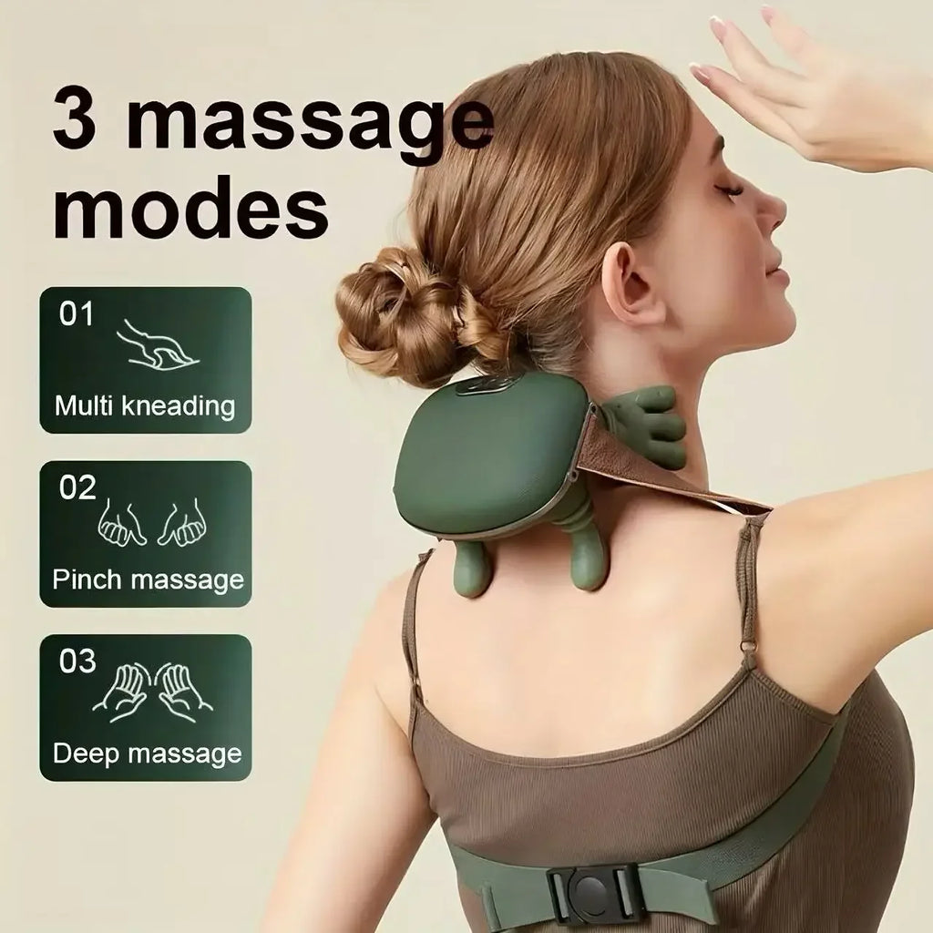5-Finger Neck & Shoulder Massager with Heat Rechargeable Deep Tissue Kneading Massage Device for Pain Relief & Relaxation