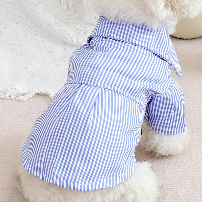 Pet Dog Striped Shirt Summer – Thin Breathable Bowknot Fashion Clothes for Small Dogs
