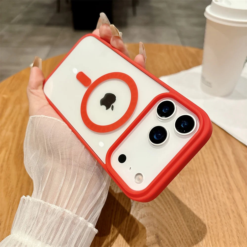 Magnetic Transparent Acrylic Shockproof iPhone Case