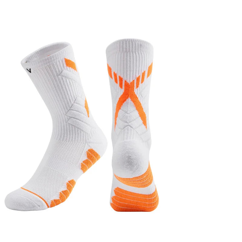 Veidoorn Sport Socks Mid Calf Thick Cushion Non Slip Running Basketball Cycling Socks
