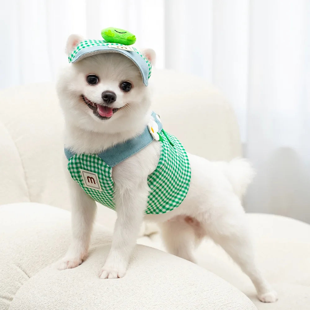 Pet Chest Harness Set Duck and Frog Design Breathable for Cats and Puppies