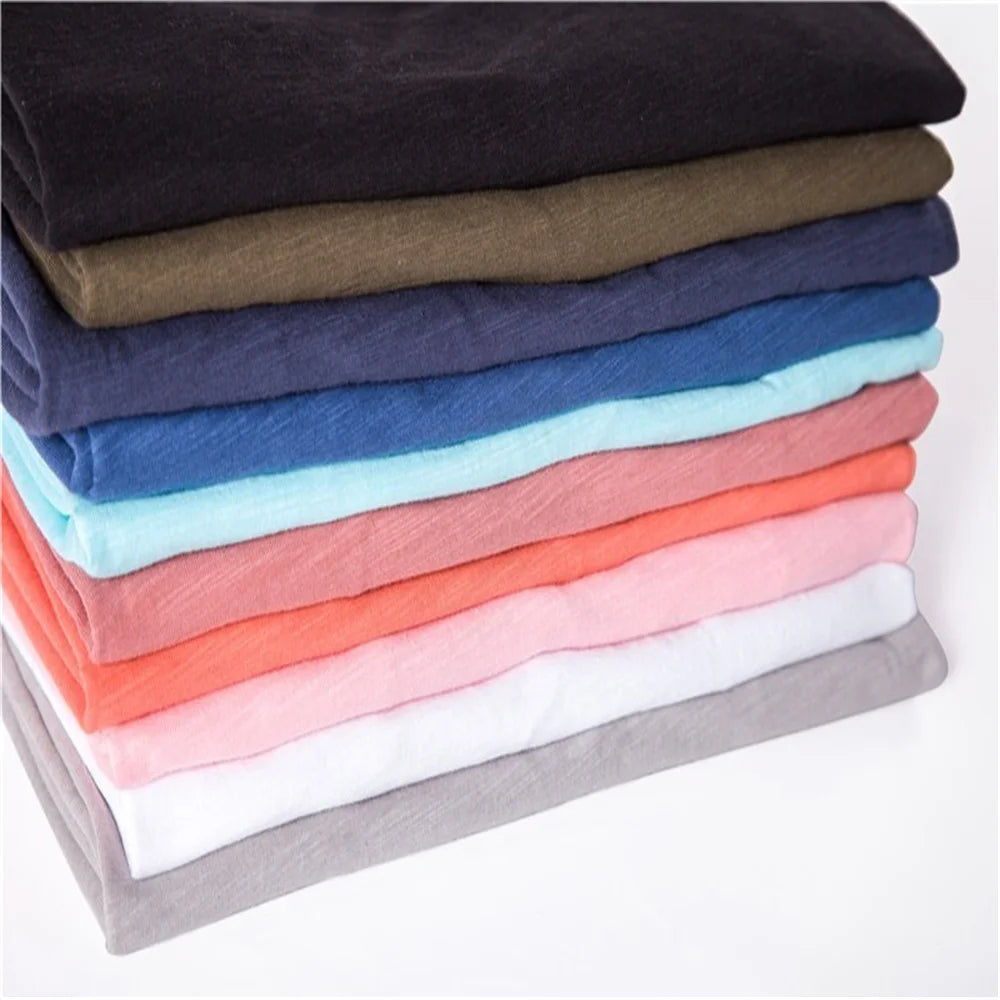 Men Cotton V-Neck Slim Fit T Shirt Short Sleeve Fashion Basic Tee