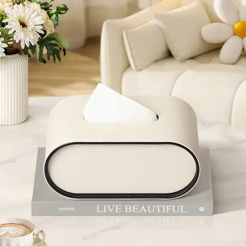 Leather Tissue Box Creative Desktop Napkin Storage for Living Room Bedroom