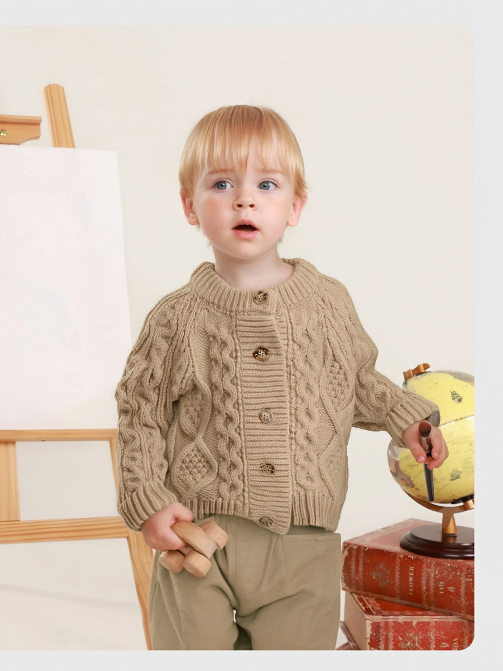 Kids Knit Cardigan Sweater Warm Long Sleeve Jacket for Boys & Girls
