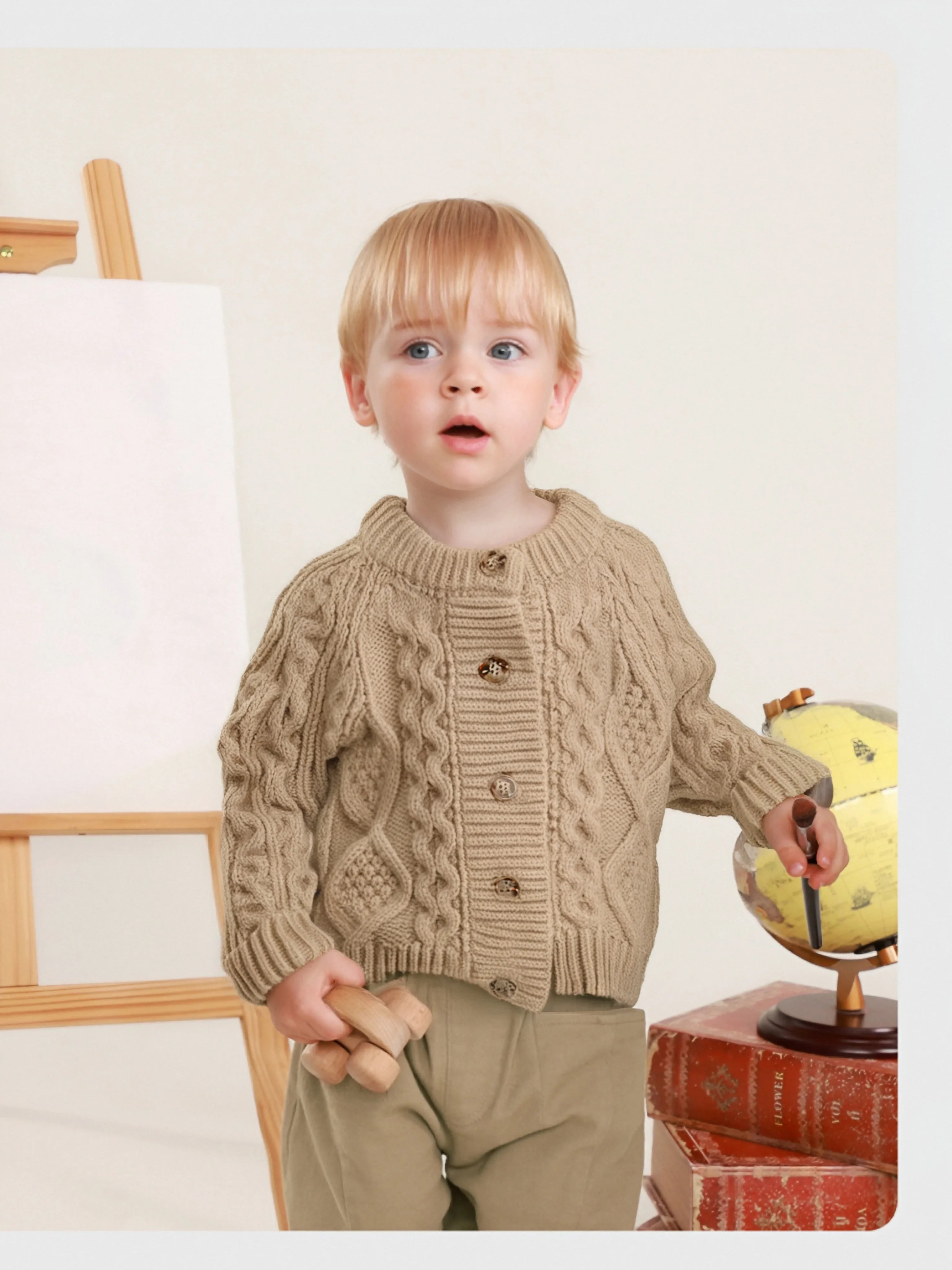 Kids Knit Cardigan Sweater Warm Long Sleeve Jacket for Boys & Girls