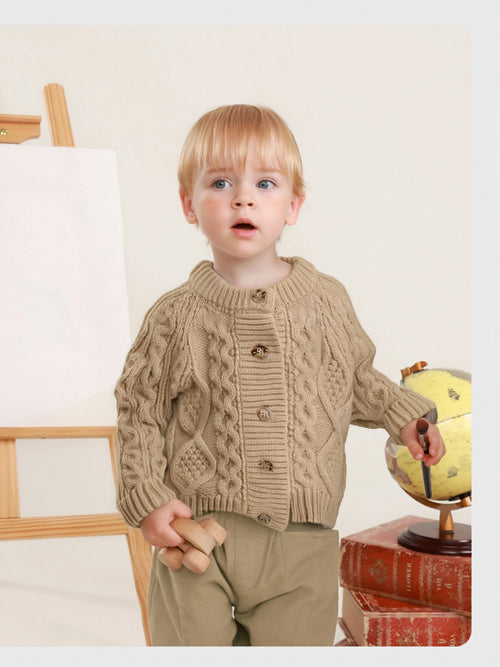 Kids Knit Cardigan Sweater Warm Long Sleeve Jacket for Boys & Girls