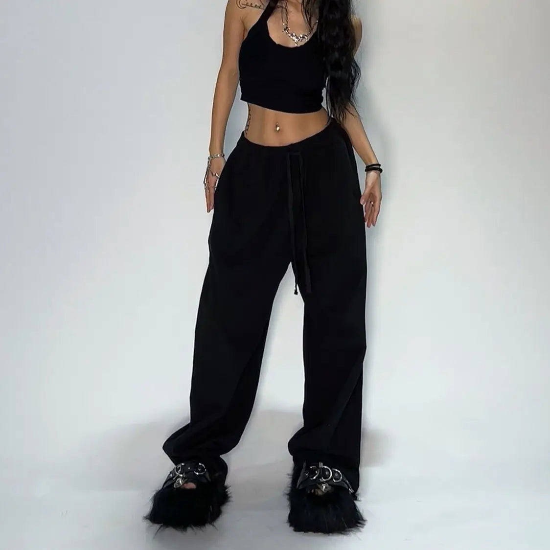 Y2K Wide Leg Tactical Jogger Pants Unisex Streetwear Sweatpants