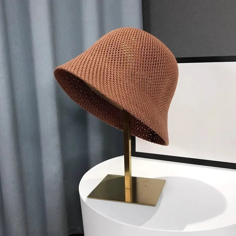 Women Hollow Bucket Hat Breathable Summer Beach Fisherman Cap