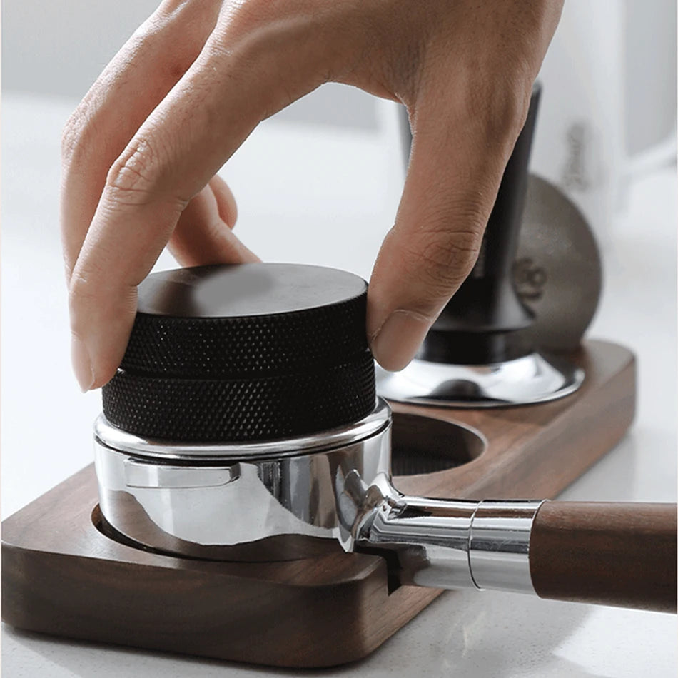 Espresso Tamper Mat Station Walnut Wood Portafilter Holder for 51 54 58mm