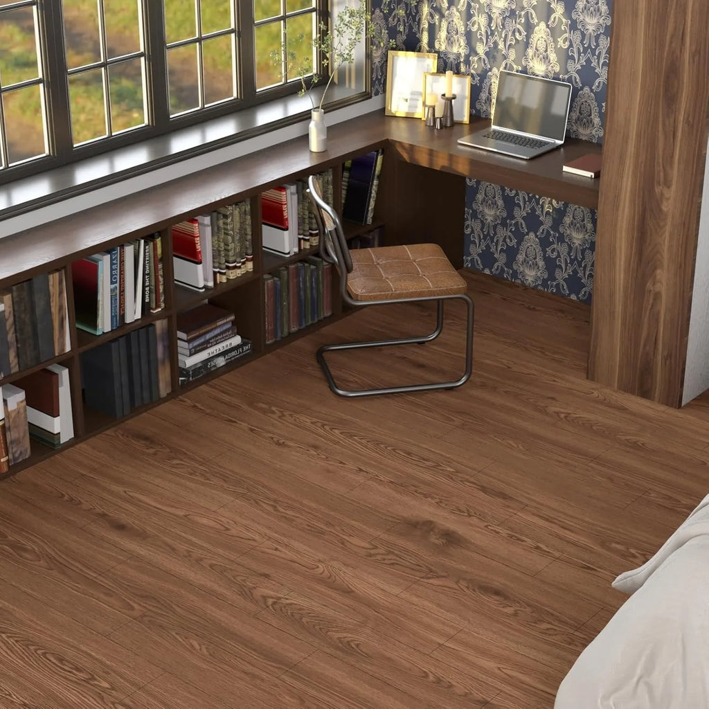 Peel and Stick Wood Grain Floor Sticker Self Adhesive Scratch Resistant Flooring