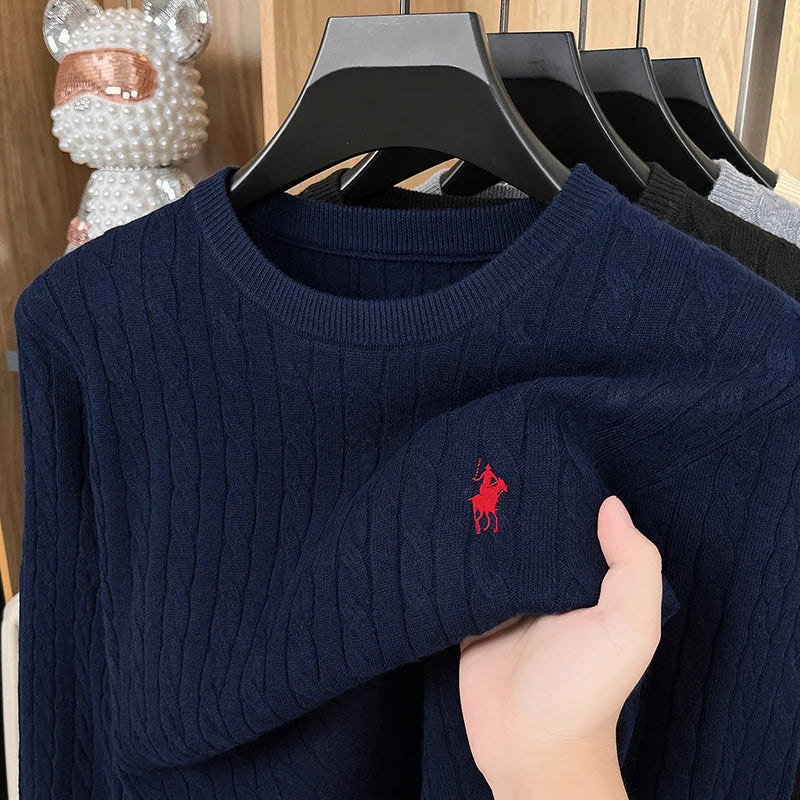 Women Embroidered Knit Sweater Long Sleeve Solid Color Spring Autumn Pullover Top