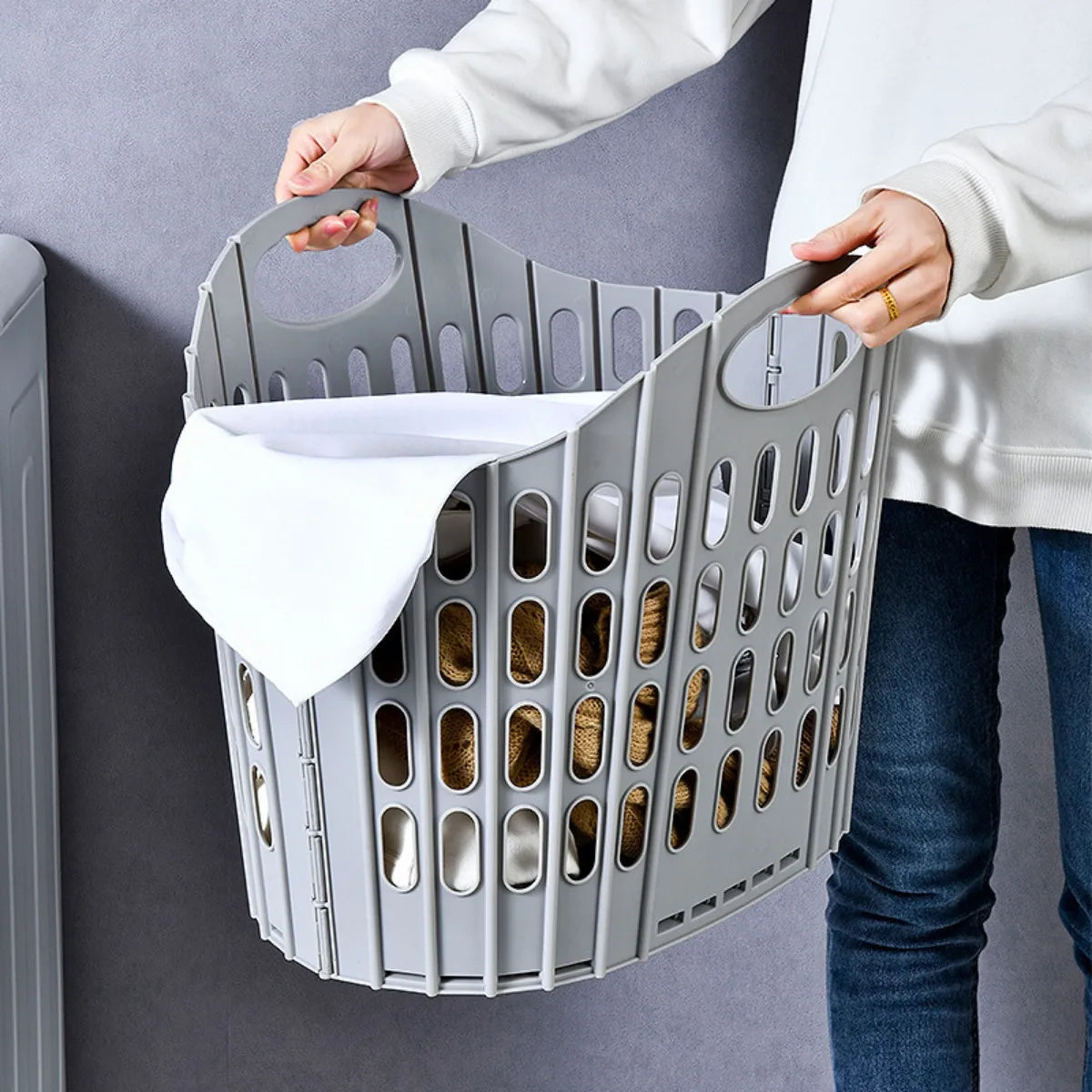Collapsible Laundry Hamper Basket Foldable Portable Clothes Organizer Home Bathroom