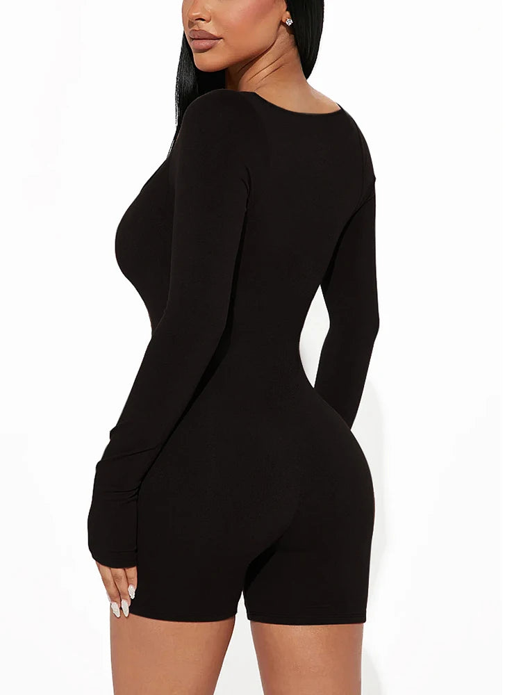 Women Long Sleeve Bodycon Romper Jumpsuit